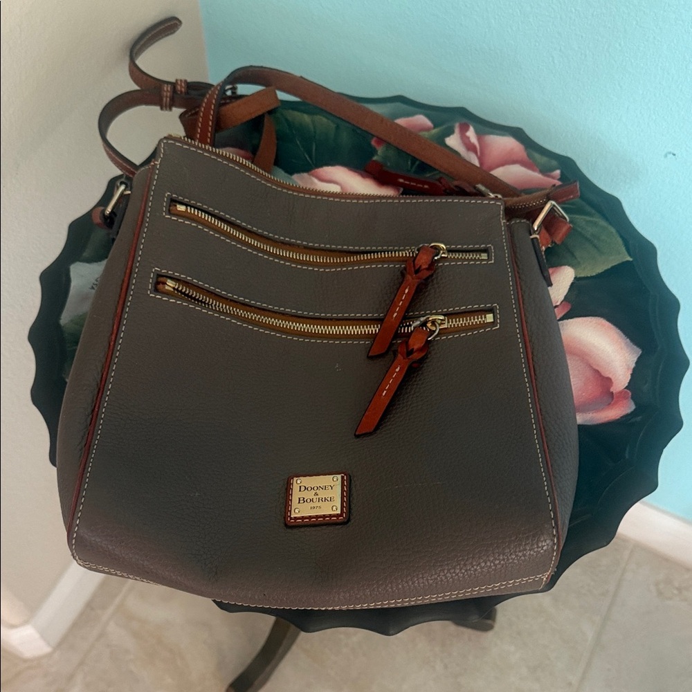 Dooney & Bourke Charcoal and Tan Crossbody Bag